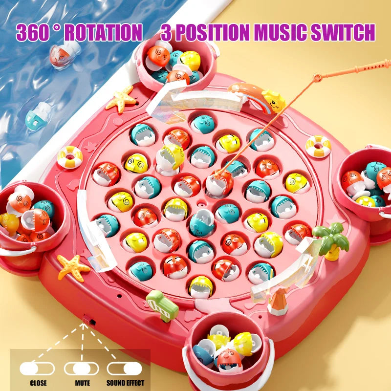 Kids Magnetic Fishing Play for Children Electric Fishing Toy Have Music Spinning Game Fish Rod Education Baby 3 Year Gifts-EXPROTAS