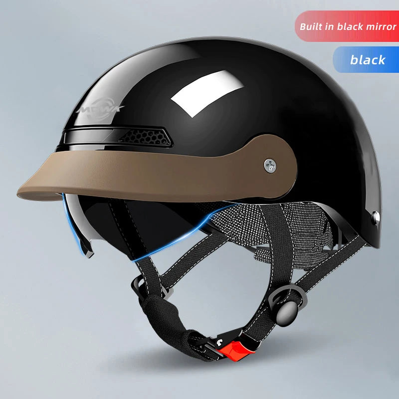 MOWK Motorcycle Vintage Half Helmet Summer Breathable Men Women Electric Jet Scooter Open Face Helmets Reflective Safety Helmets