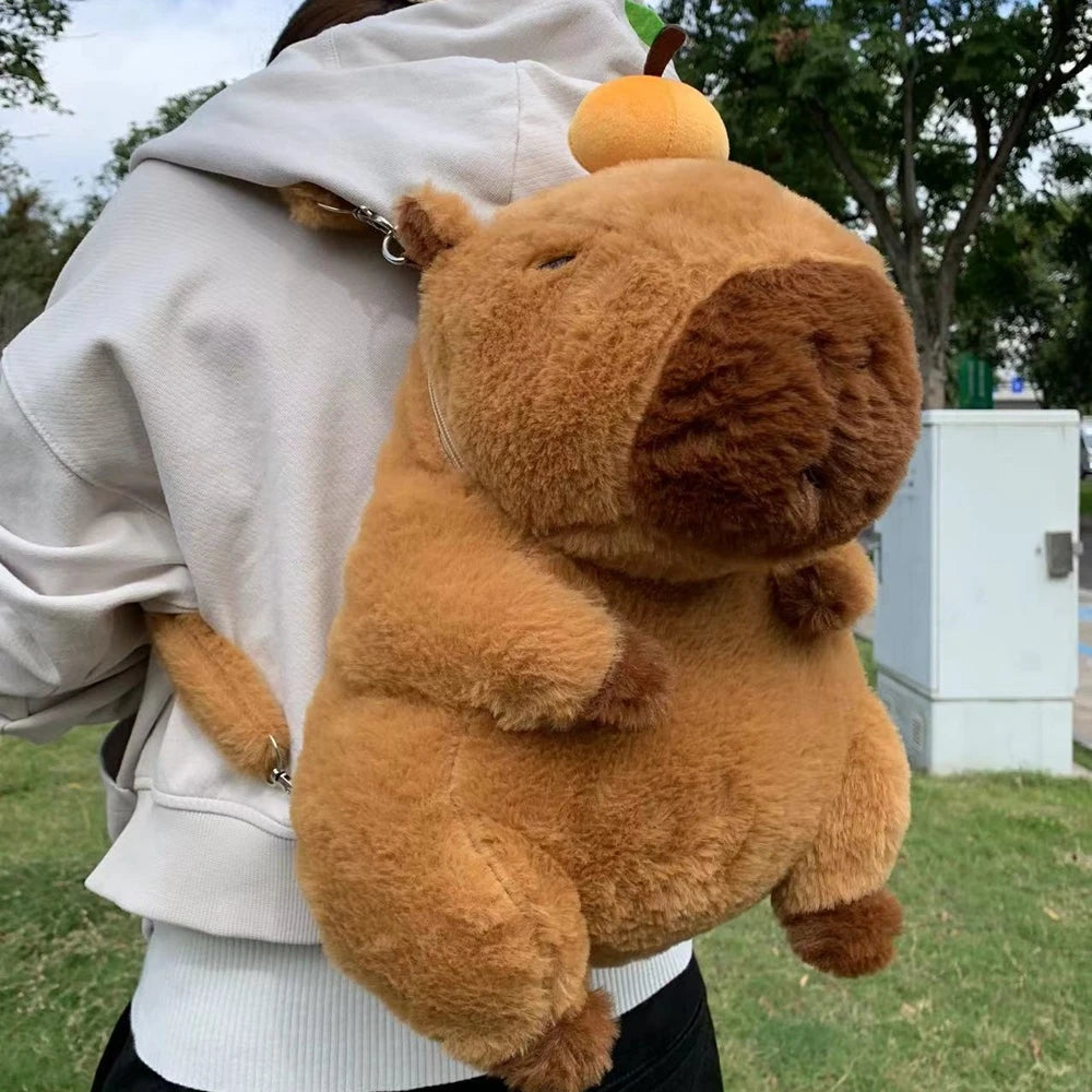 Kawaii Capybara Plush Shoulder Bag Mini Backpack Doll Kids Gift