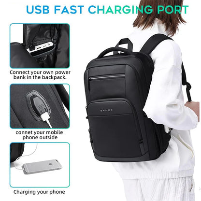 Waterproof Travel Bag Backpack USB Port Fits 15.6" Laptop Unisex