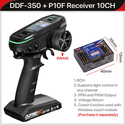 DUMBORC 10CH Controller 2.4G Transmitter Receiver for RC Car Boat Tank FHSS