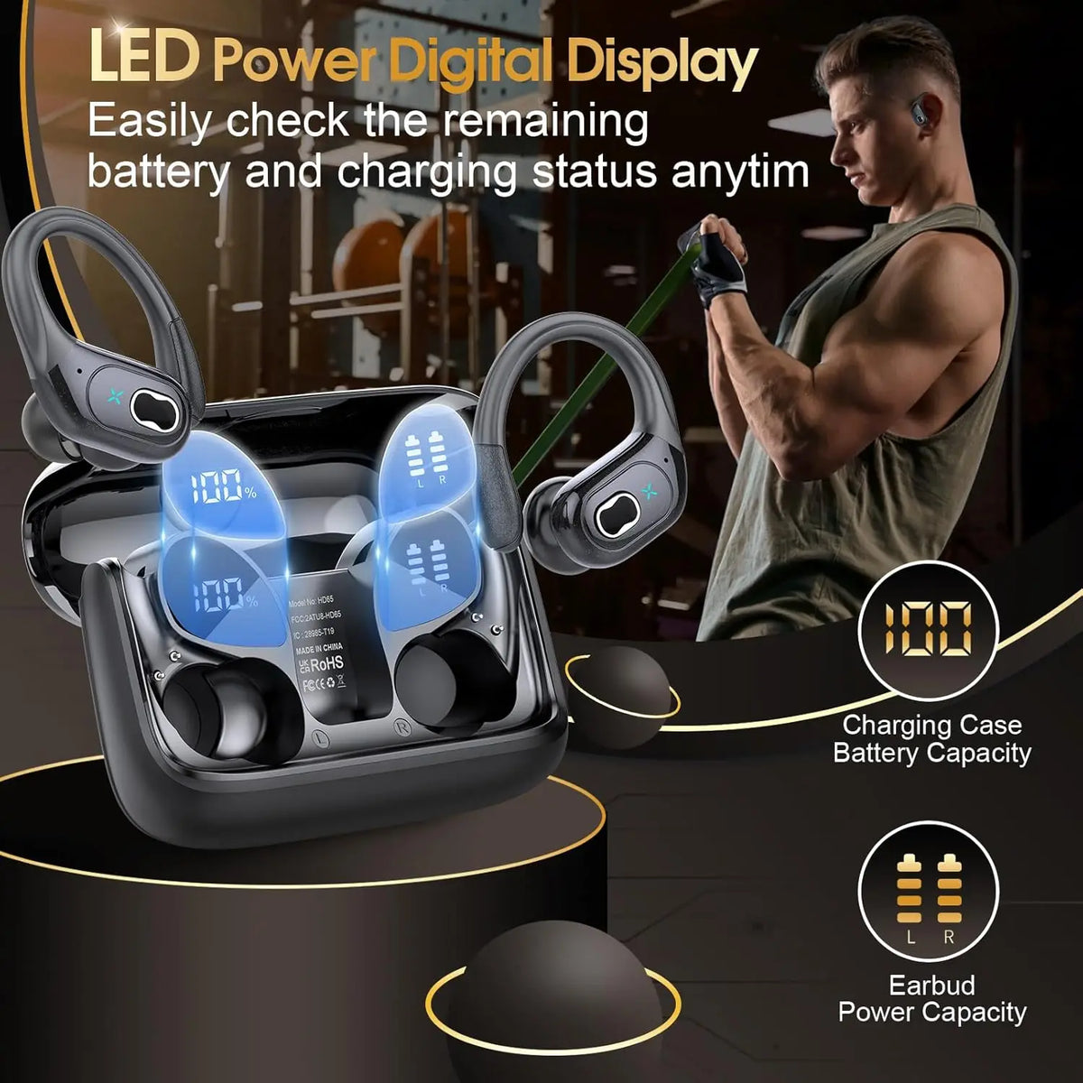 Wireless Bluetooth TWS Earbuds Noise Cancelling Waterproof Headset 5.4