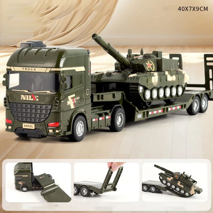1pcs Scale-carrier Container Engineering Vehicle Excavator Transport Truck Model