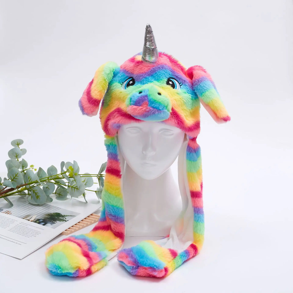 Warm Ear Protection Unicorn Hat with Moving Plush Ears for Kids Party