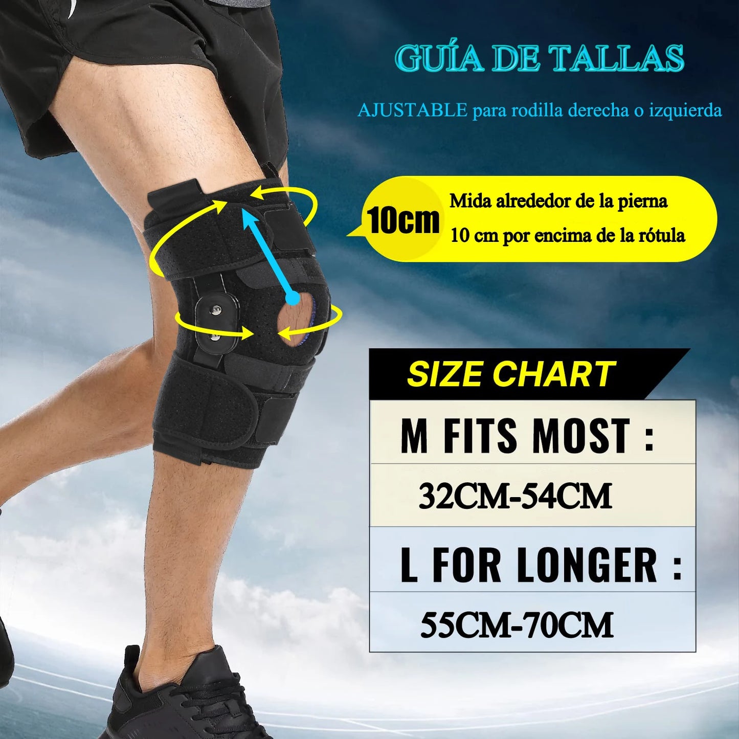Hinged Knee Brace with Side Stabilizers & Patella Gel Pad for Men & Women - EXPROTAS