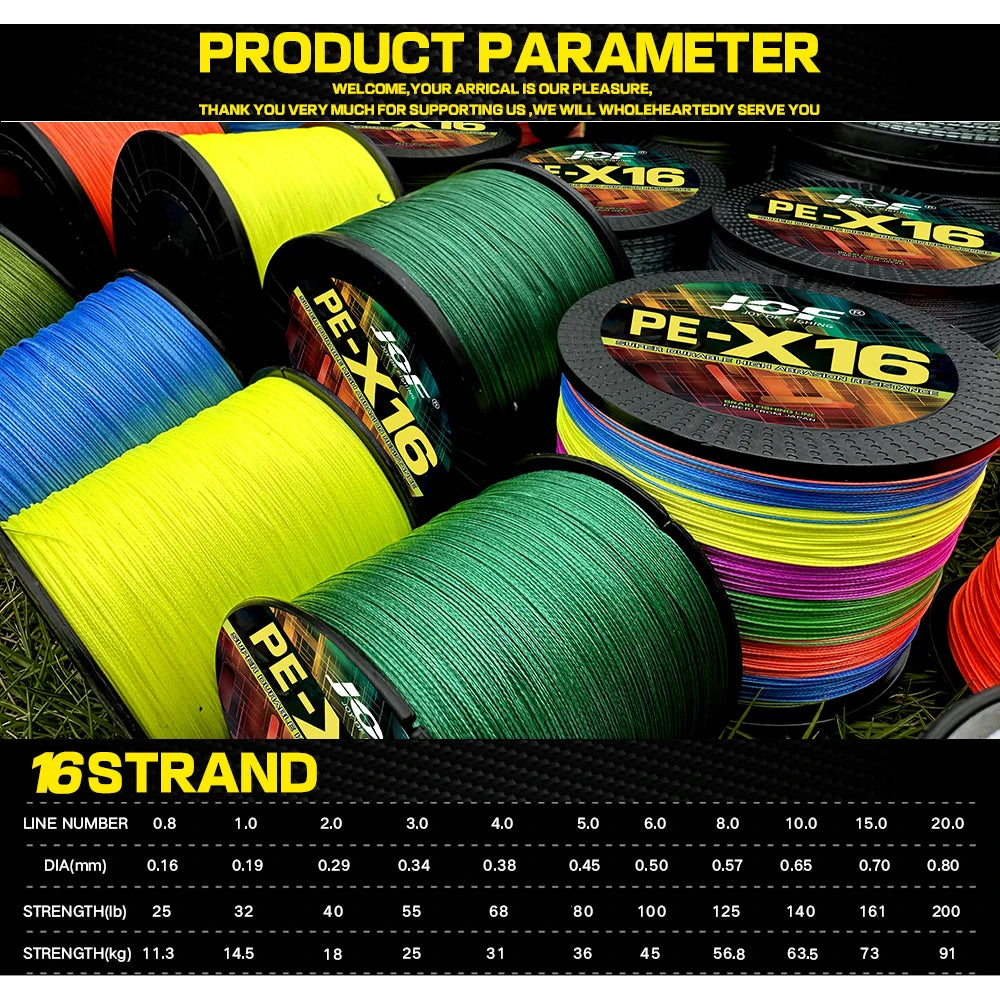 16 Strands Braided Fishing Line 200LB PE 300/500/1000M Carp Sea Fishing