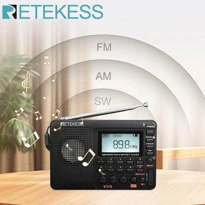 Rechargeable Radio Batteries Portable FM AM Shortwave Retekess V115 TX32