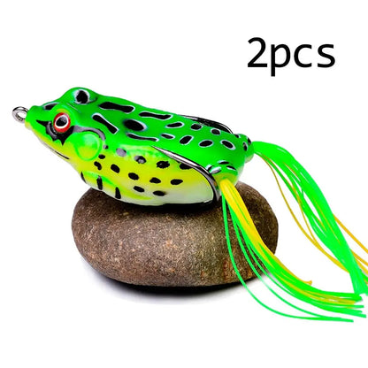 2Pcs Frog Lures Fishing Hook Soft Tube Baits Plastic Top Water Bait