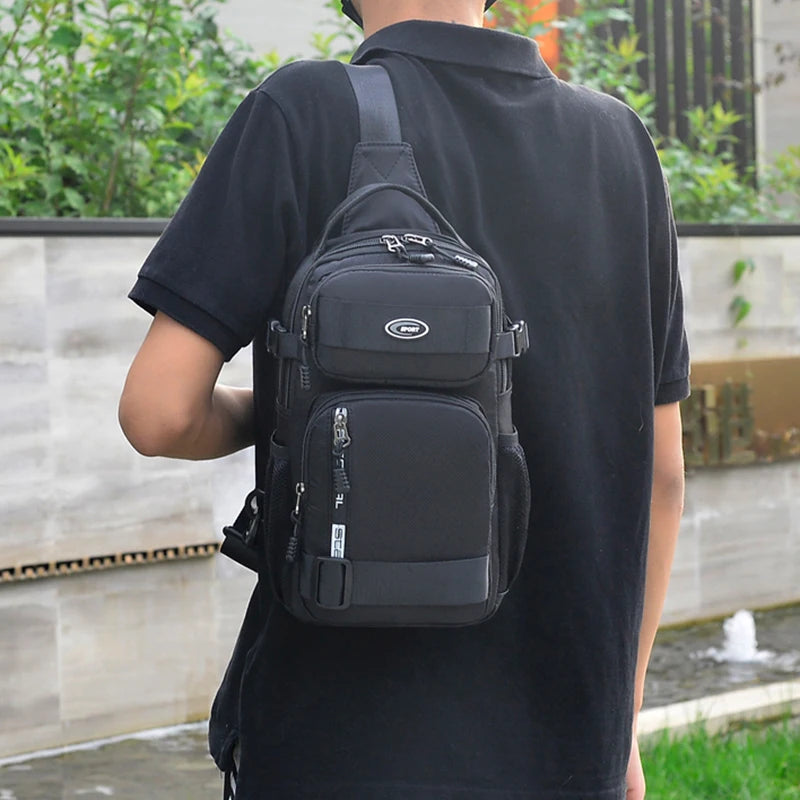 Men's Chest Bag Waterproof Crossbody Sling Backpack Travel Outdoor USB