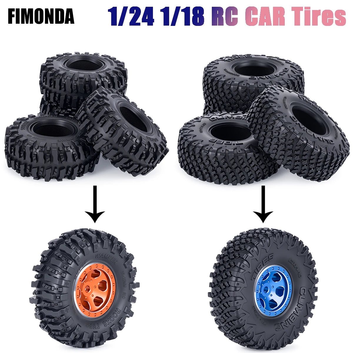 1.0in Sticky Soft RC Crawler Tyres 1/24 1/18 SCX24 FCX24 FCX18 TRX4M