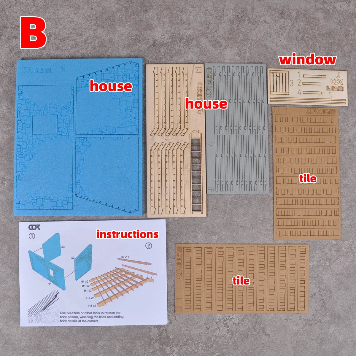 1/35 Model Building Architecture House Diorama Kit - 20 Pieces