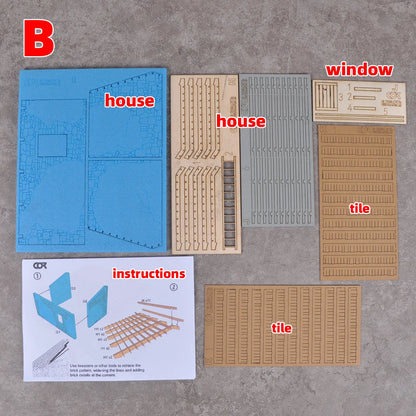 1/35 Model Building Architecture House Diorama Kit - 20 Pieces