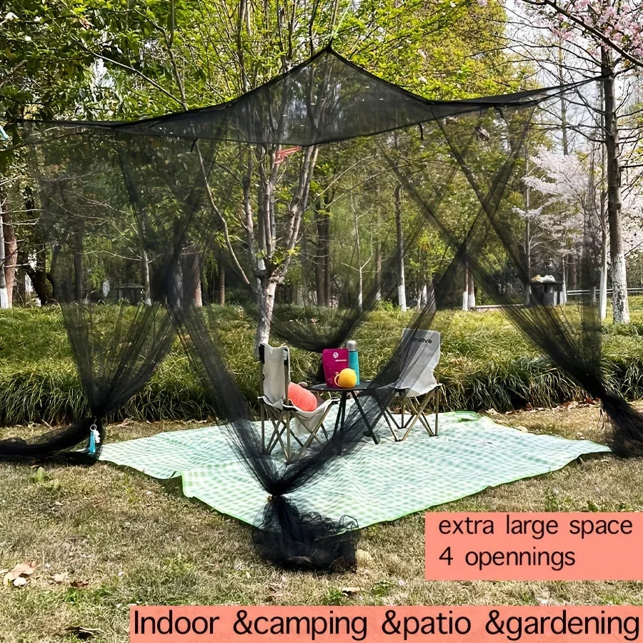 Large 4-Door Mosquito Net Breathable Polyester Mesh Outdoor Camping Insect Tent
