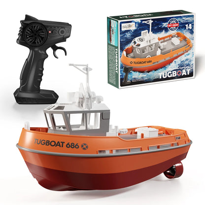 JIKEFUN 686 Rc Boat 2.4G 1/72 Powerful Dual Motor Long Range Wireless Electric Remote Control Tugboat Model  Toys for Boys Gift-EXPROTAS