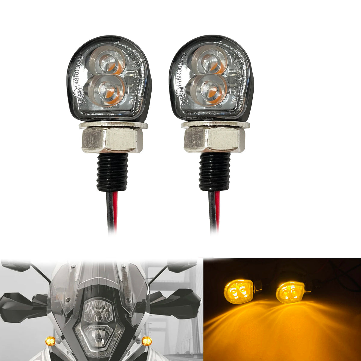 2x Turn Signal Light Motorcycle Amber Indicator Blinker Lamp 12V