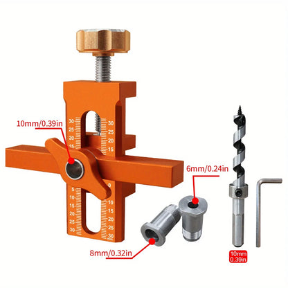 2-in-1 Cabinet Door Installation Positioner, 6/8/10mm Rebounder Punch Jig for Wardrobe Panel