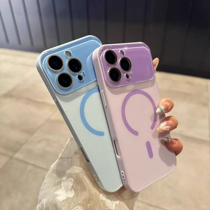 Large Window MagSafe Case for iPhone 12-17 Air Pro Max Camera Glass Cover