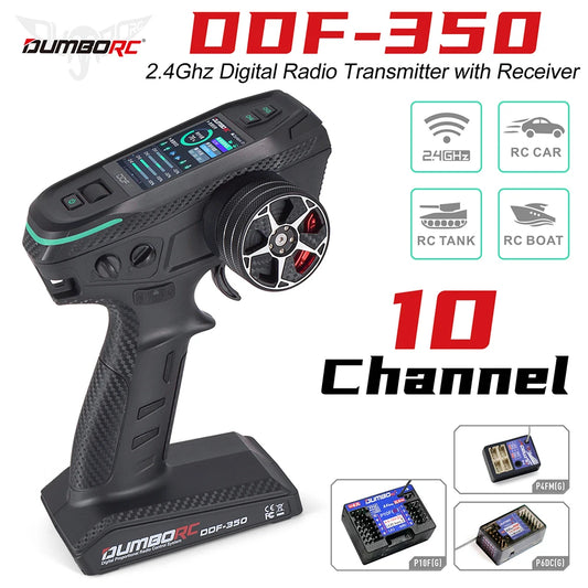 DUMBORC 10CH Controller 2.4G Transmitter Receiver for RC Car Boat Tank FHSS