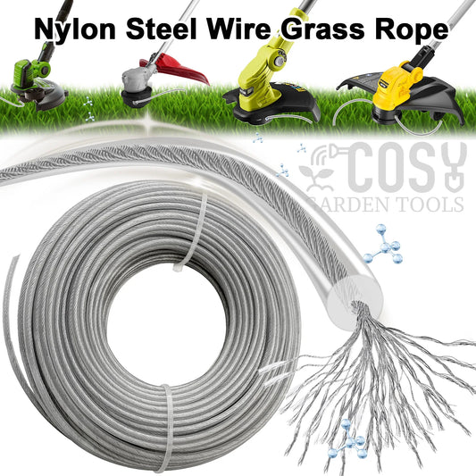 Grass Cutting Rope 15M Steel Wire Trimmer Line Nylon Garden Strimmer