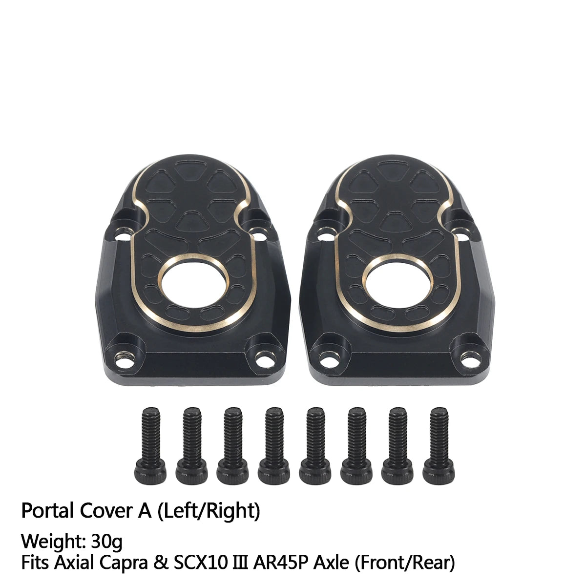 Black Brass Steering Knuckle Portal Cover Weights for Axial Capra SCX10 III