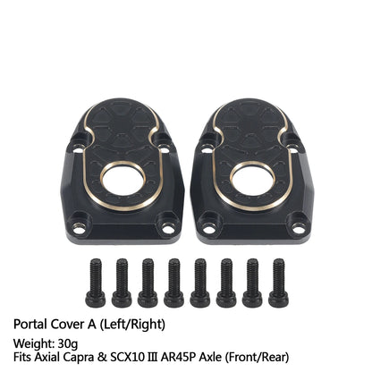 Black Brass Steering Knuckle Portal Cover Weights for Axial Capra SCX10 III