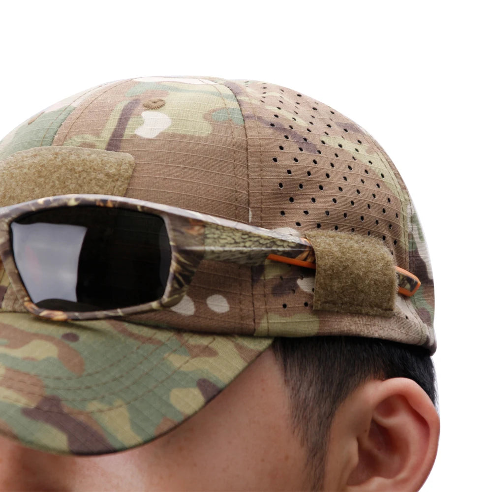 2Pcs Camouflage Baseball Cap Breathable Sun Hat Outdoor Hunting Fishing
