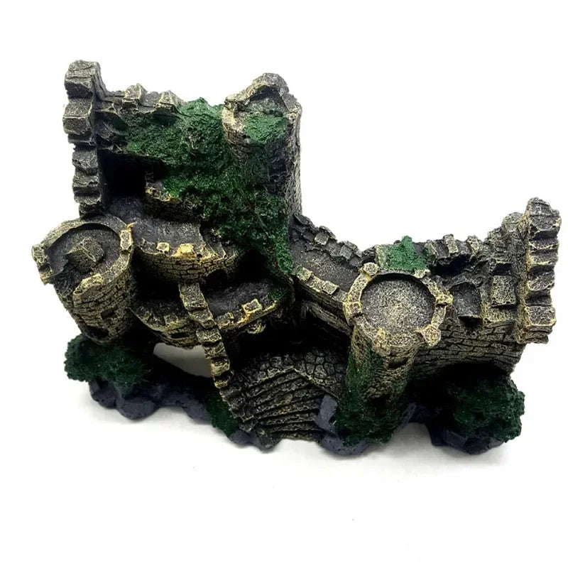 Fish Tank Castle Ornament Ancient Resin Decoration for Aquarium Landscaping