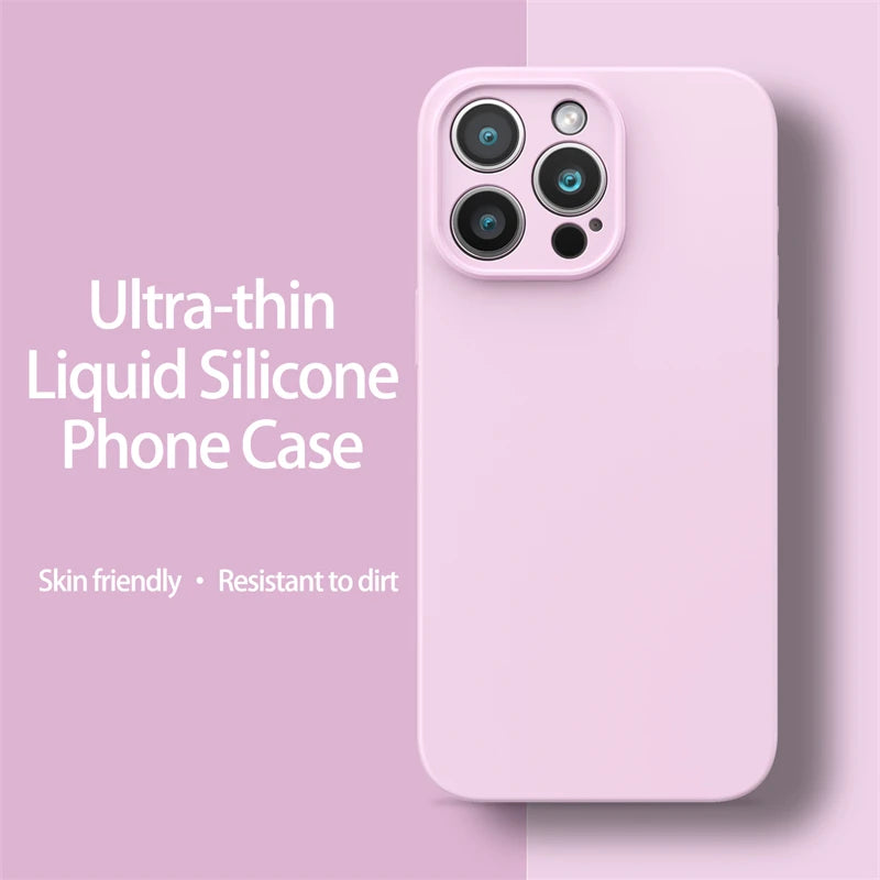 Ultra-Thin Liquid Silicone Case for iPhone 13-16 Pro Max Plus Soft Cover
