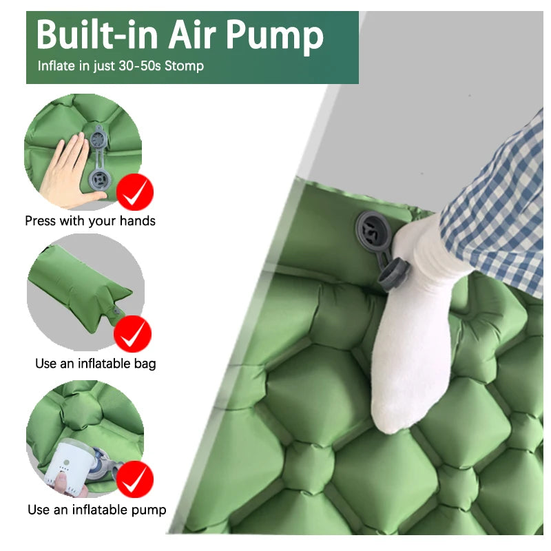 Ultralight Sleeping Pad with Built-in Pump and Pillow for Camping