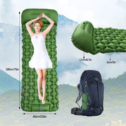 Ultralight Sleeping Pad with Built-in Pump and Pillow for Camping
