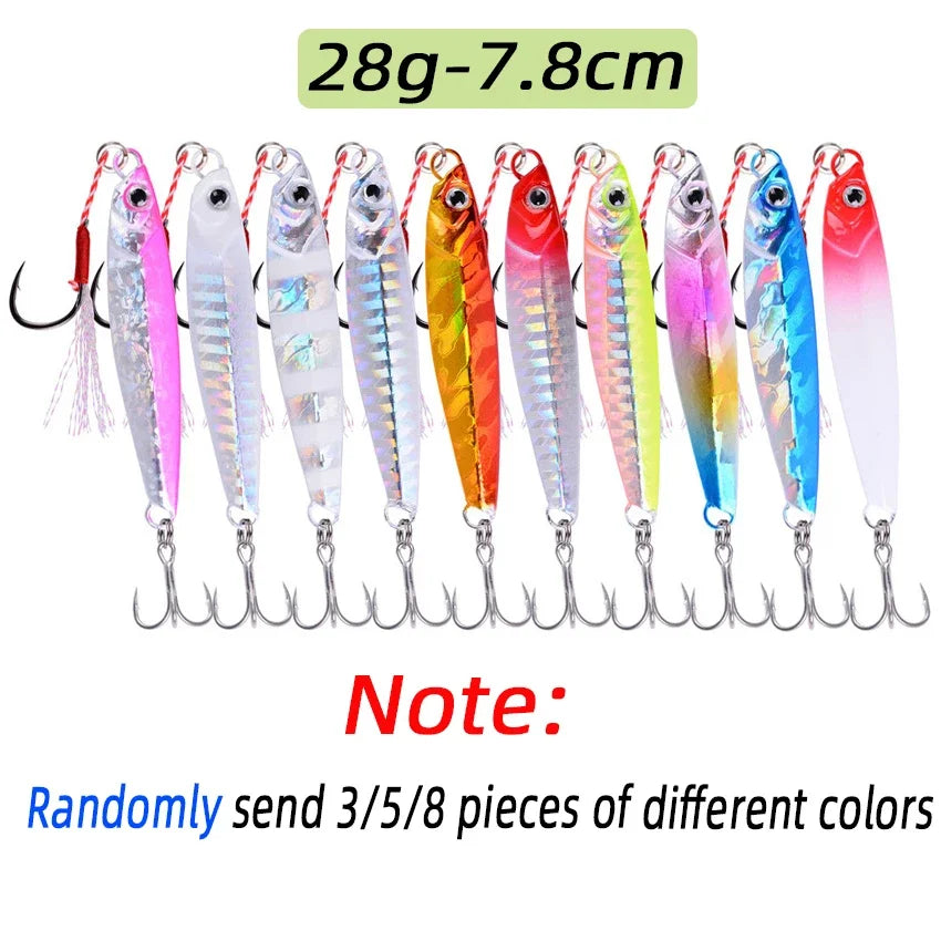 3/5/8pcs Metal Jig Fishing Lure Set 7g-40g Sea Shore Casting Saltwater