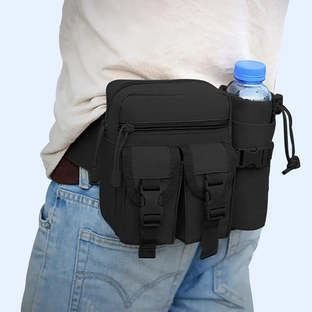 Outdoor Fanny Pack Waist Bag with Bottle Holder for Camping Hiking Hunting EDC
