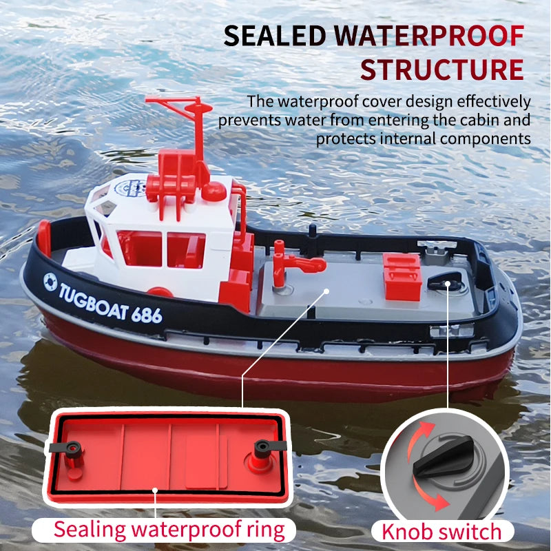 JIKEFUN 686 Rc Boat 2.4G 1/72 Powerful Dual Motor Long Range Wireless Electric Remote Control Tugboat Model  Toys for Boys Gift-EXPROTAS
