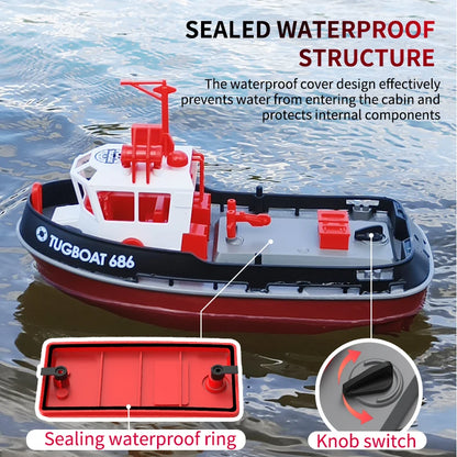 JIKEFUN 686 Rc Boat 2.4G 1/72 Powerful Dual Motor Long Range Wireless Electric Remote Control Tugboat Model  Toys for Boys Gift-EXPROTAS