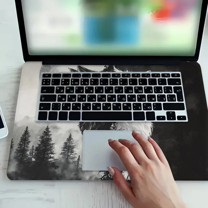 3 Art Scratch Protection Stickers for MacBook PC Chromebook - Wolf Full Moon