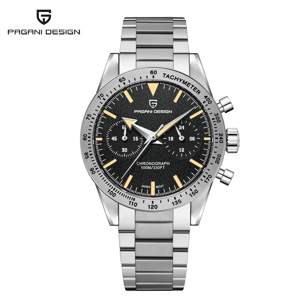 PAGANI DESIGN 2023 Mens watches Moon Quartz  Watch men speed Sport waterproof Chronograph AR Sapphire VK64 Steel Retro Luminous-EXPROTAS