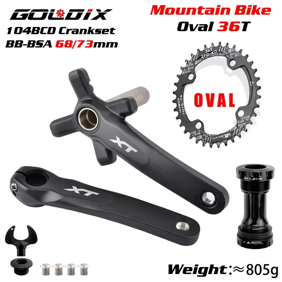 GOLDIX XT MTB Crankset 170/175mm 104BCD Wide Narrow Chainring Shimano SRAM 11–12s - EXPROTAS