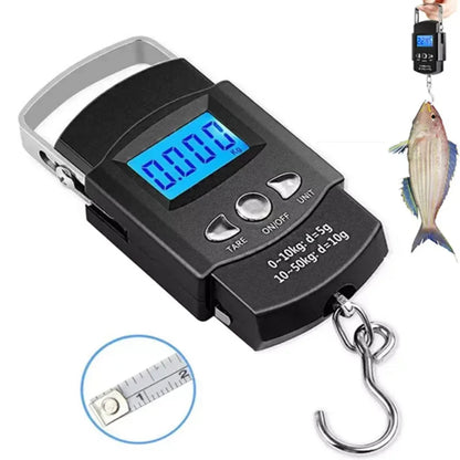 50kg/10g Portable LCD Hanging Scale w/ 100cm Tape for Travel & Luggage