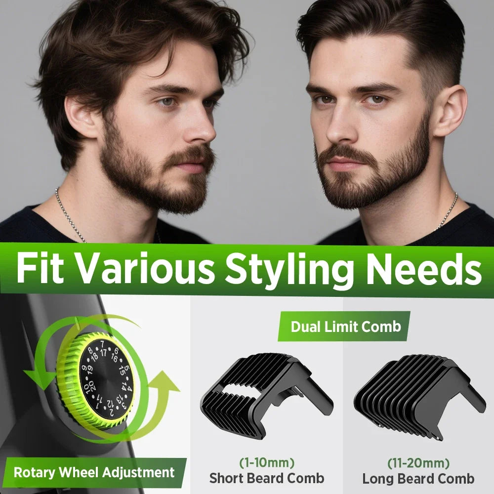 Rechargeable Beard Trimmer Vacuum Men Adjustable Length Cordless Clipper