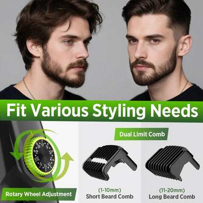 Rechargeable Beard Trimmer Vacuum Men Adjustable Length Cordless Clipper