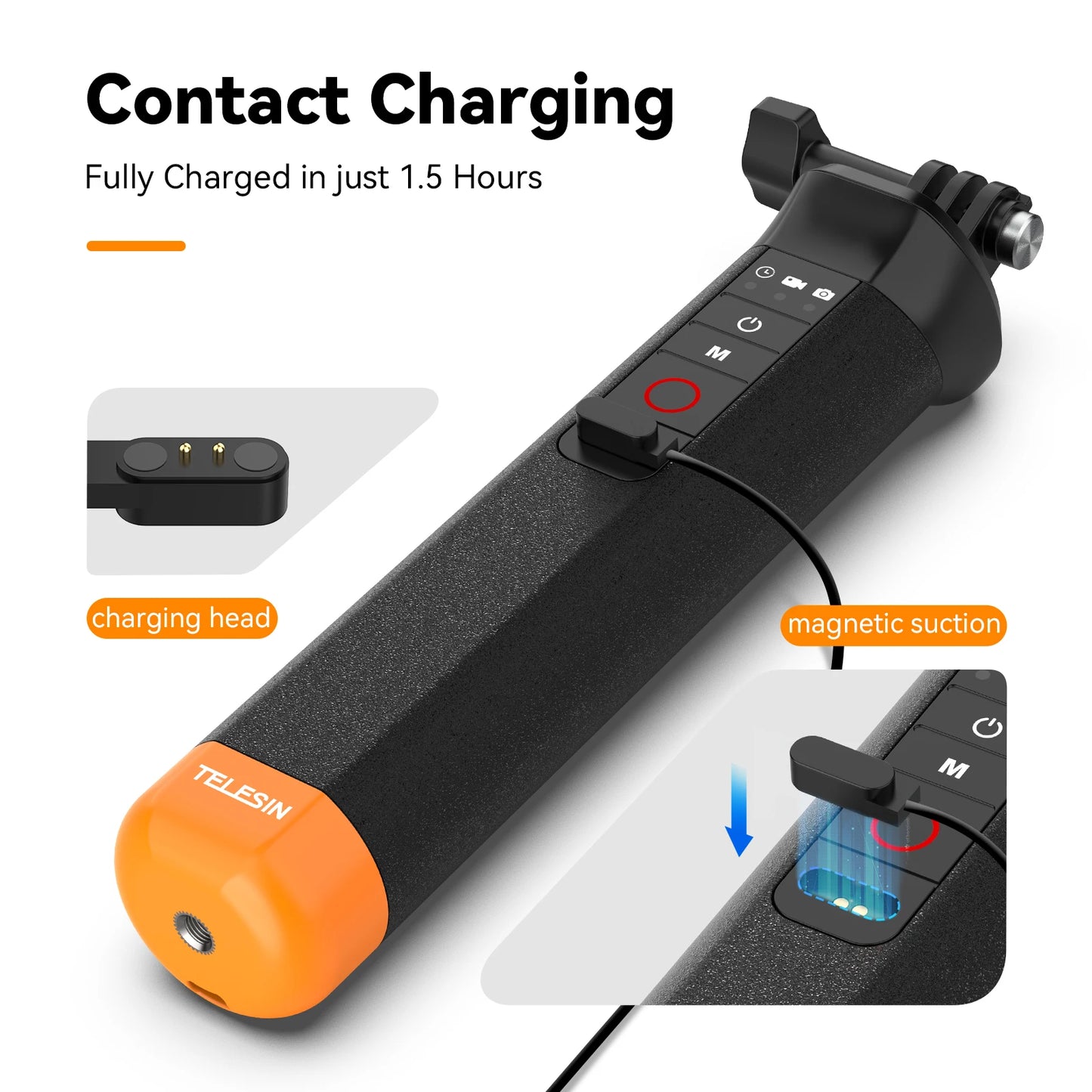 TELESIN Waterproof Buoyancy Selfie Stick w/ Remote for GoPro Hero 9–12