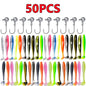 15PC Soft Fishing Lures with Jig Head Hook for Freshwater & Saltwater Bait