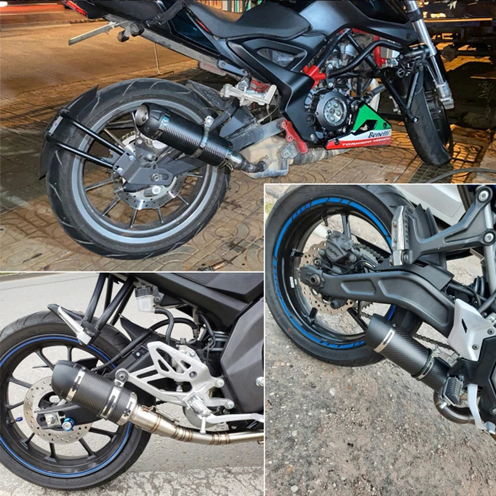 Carbon Fiber 51MM Motorcycle Exhaust Muffler Pipe Escape Moto LeoVince for kawasaki er6n sv650 Z800 R1 cb650f cb1000r cbr250r-EXPROTAS
