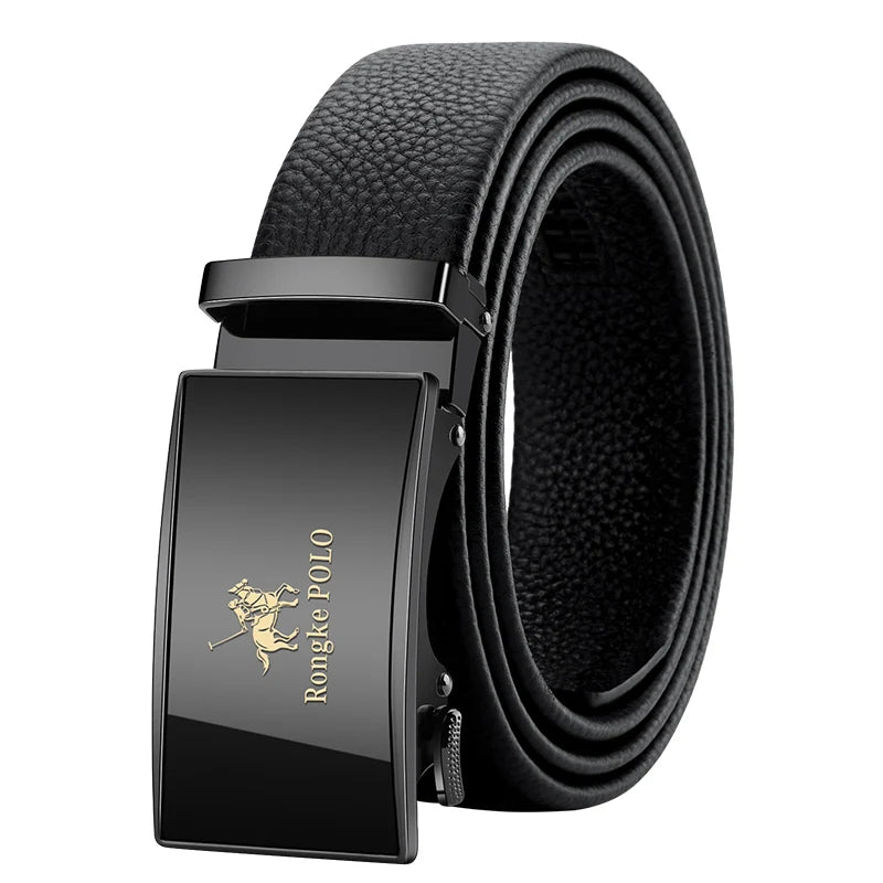 OYIFAN Leather Belt Men Automatic Buckle Ratchet Sliding Dress Black Belts
