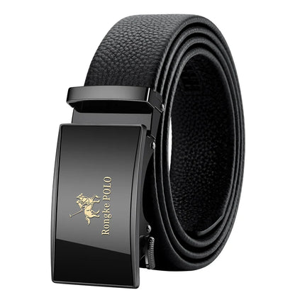 OYIFAN Leather Belt Men Automatic Buckle Ratchet Sliding Dress Black Belts