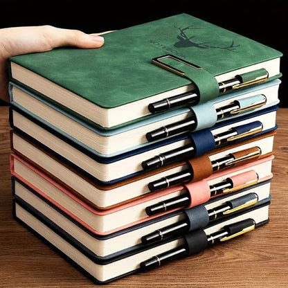 A5 Leather Notebook Cover with Bookmark - 200 Pages Journal Notepad