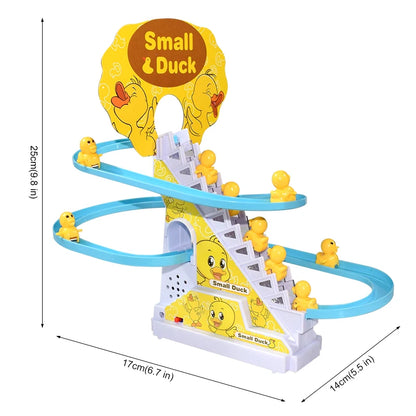 Electric Duck Roller Coaster Light Racing Track Toy for Kids Climbing Stairs