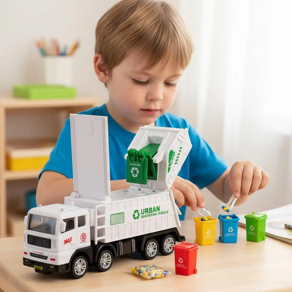 Garbage Truck Toy Recycling Bin Educational Role-Play Toy for Kids