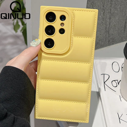 Down Jacket Style Silicone Case for Samsung S20-S26 Ultra Plus FE A-Series Soft
