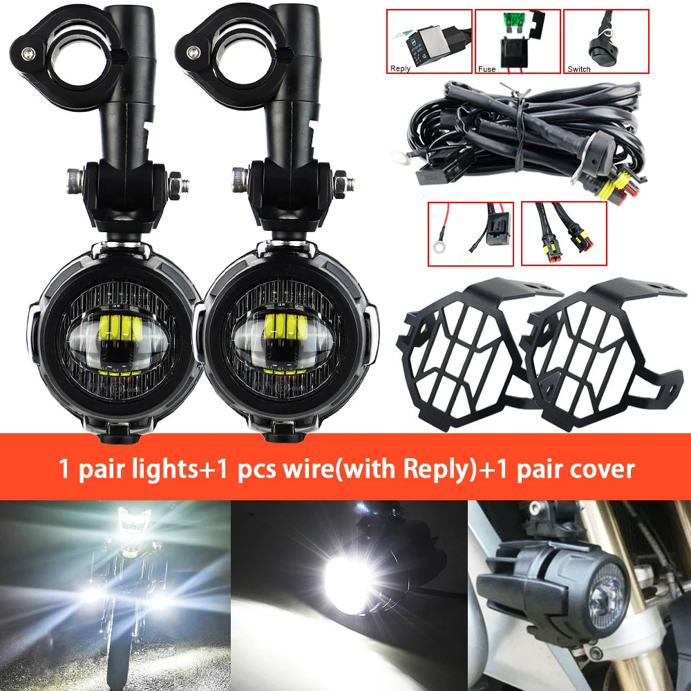 Auxiliary Lights LED Spot Driving Fog Lights for R1200GS F800GS K1600 Universal Motorcycle 40W 6000K Fog Lamps-EXPROTAS